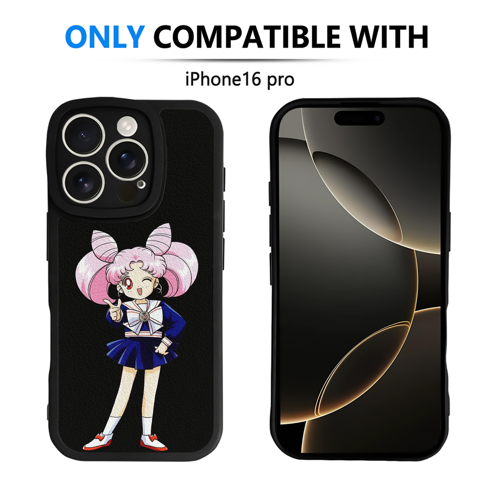 （画像用） 美少女戦士セーラームーン ちびうさ Sailor Moon Chibiusa Tsukino Usagi Small Lady Serenity 【iPhone 16シリーズ対応】シリコンスマホケース（レザー調） 材質：シリコン